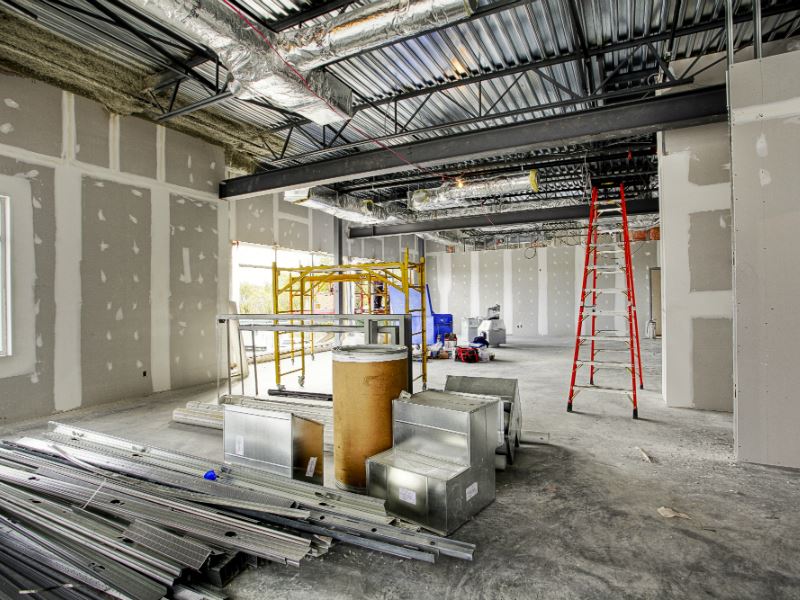 Commercial building interior under construction